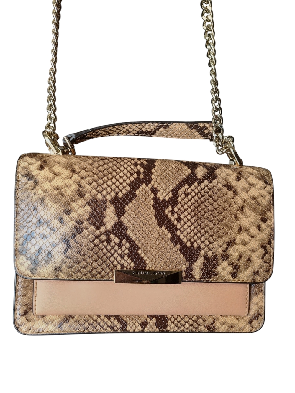 Michael Michael Kors Tan Python Embossed Envelope Bag